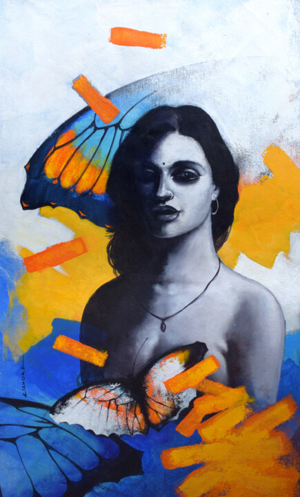 Painting titled "Freedom of Beauty_19" by Kishore Pratim Biswas, Original Artwork, Acrylic