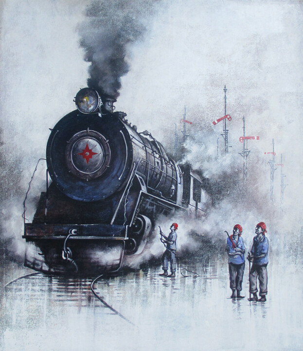 Painting titled "Nostalgia of Indian…" by Kishore Pratim Biswas, Original Artwork, Acrylic