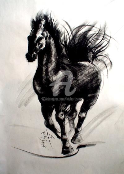 Painting titled "Horse11" by Kishore Singh, Original Artwork