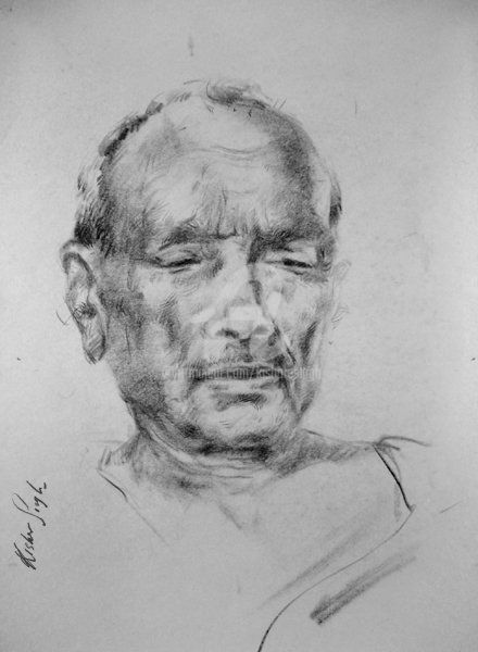 Malerei mit dem Titel "live sketch10." von Kishore Singh, Original-Kunstwerk