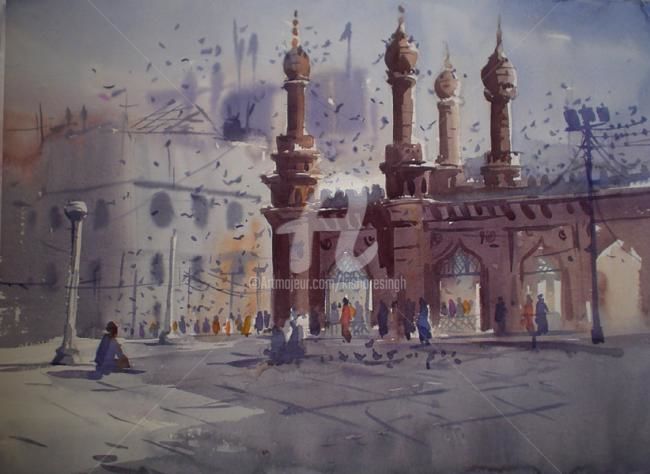 Schilderij getiteld "Hyderabad06" door Kishore Singh, Origineel Kunstwerk