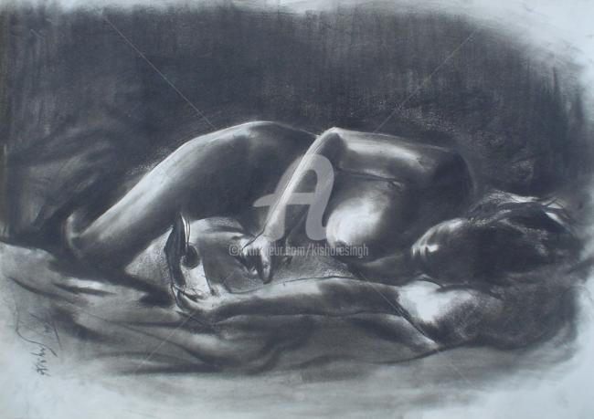 绘画 标题为“Nude_Pose20.JPG” 由Kishore Singh, 原创艺术品, 油