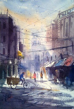 Painting titled "City01" by Kishore Singh, Original Artwork, Oil