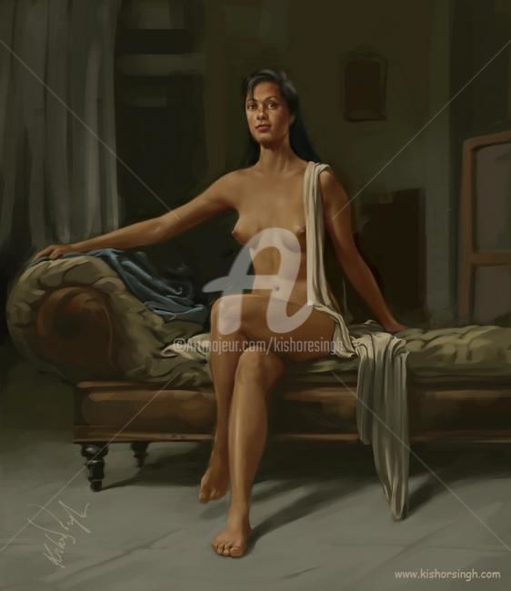 数字艺术 标题为“Nude_Front” 由Kishore Singh, 原创艺术品, 其他