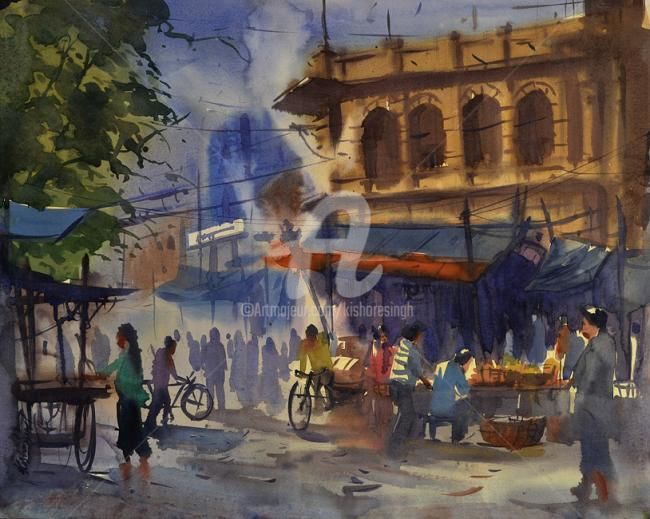 Peinture intitulée "Hyderabad27" par Kishore Singh, Œuvre d'art originale, Huile