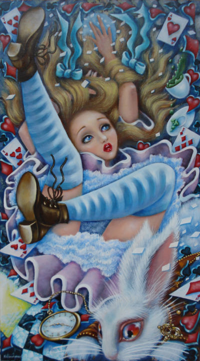 Painting titled "Alice" by Svetlana Kislyachenko, Original Artwork, Oil Mounted on Wood Stretcher frame