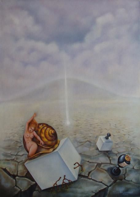 Ζωγραφική με τίτλο "Snail" από Svetlana Kislyachenko, Αυθεντικά έργα τέχνης, Λάδι