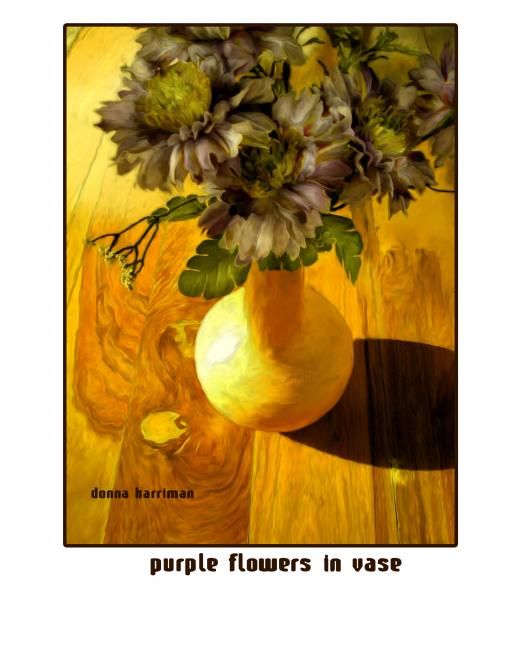 Photographie intitulée "purple flowers in v…" par Donna Harriman Murillo, Œuvre d'art originale