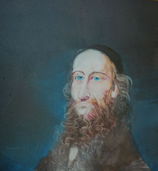 Painting titled "Rabbi" by Kitty Hartmann, Original Artwork