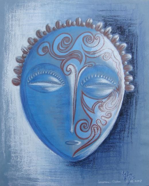 Ζωγραφική με τίτλο "Masque Bleu" από Kitzie, Αυθεντικά έργα τέχνης, Άλλος