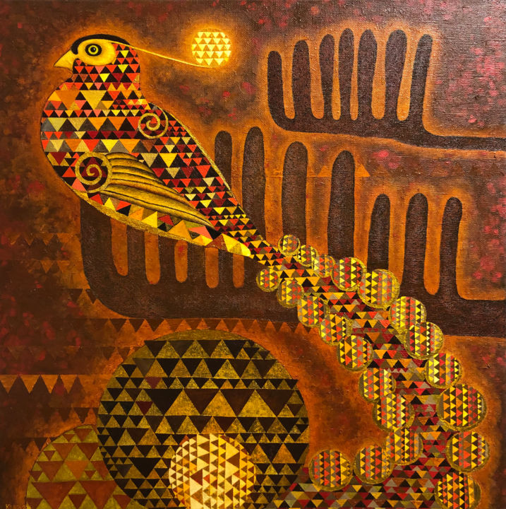 Painting titled "Firebird" by Maksim Kiuila, Original Artwork, Oil