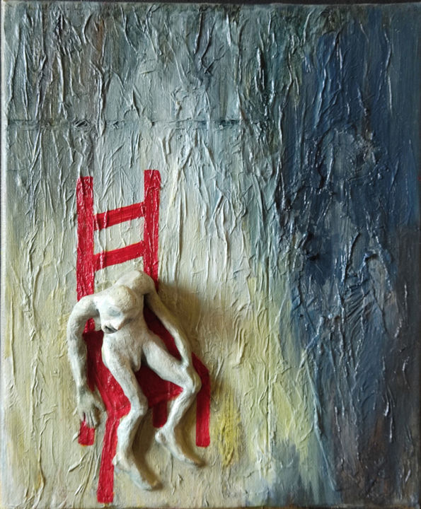 Pintura intitulada "La chaise" por Karine Krynicki, Obras de arte originais, Óleo