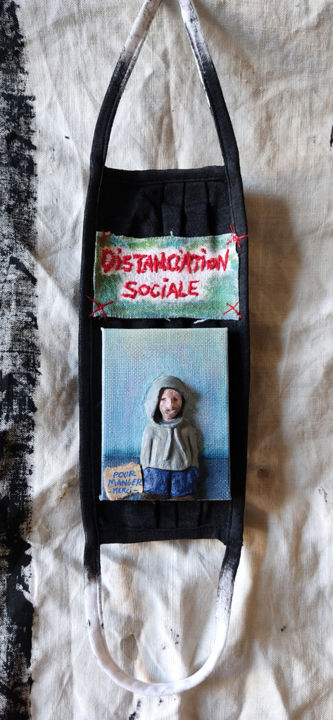 Textile Art titled "Distanciation socia…" by Karine Krynicki, Original Artwork, Acrylic