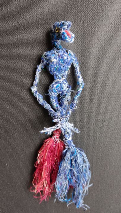 Art textile intitulée "Femme poisson (2)" par Karine Krynicki, Œuvre d'art originale, Fil