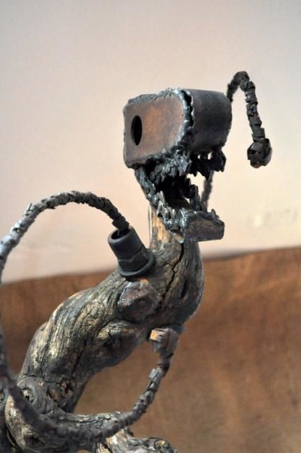 Sculpture titled "T-rex Dancefloor" by Karine Krynicki, Original Artwork, Mixed Media