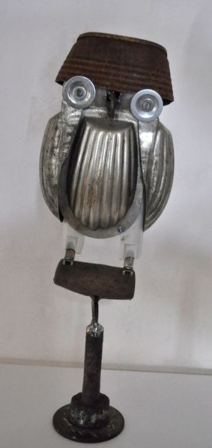 Sculpture intitulée "Owlga" par Karine Krynicki, Œuvre d'art originale, Techniques mixtes