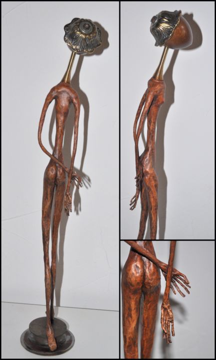 Sculpture titled "Femme (autre vue)" by Karine Krynicki, Original Artwork, Mixed Media