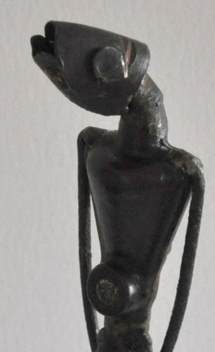 Sculpture titled "Femme poisson" by Karine Krynicki, Original Artwork, Metals