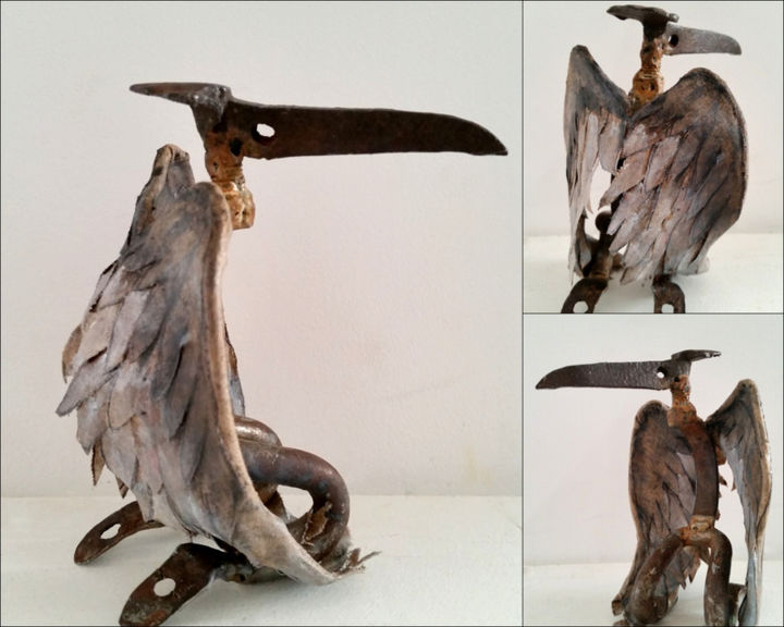 Sculpture intitulée "Ange déchu" par Karine Krynicki, Œuvre d'art originale, Métaux