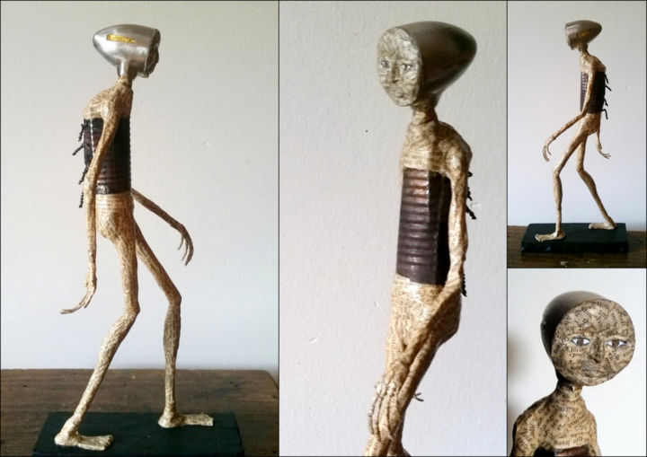 Rzeźba zatytułowany „Homme qui marche” autorstwa Karine Krynicki, Oryginalna praca, Technika mieszana