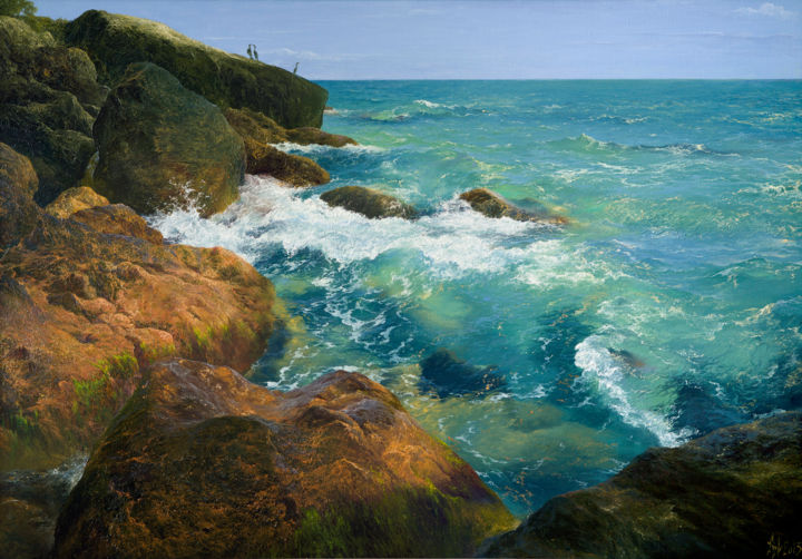 Painting titled "Море." by Юрий Клапоух, Original Art, Oil