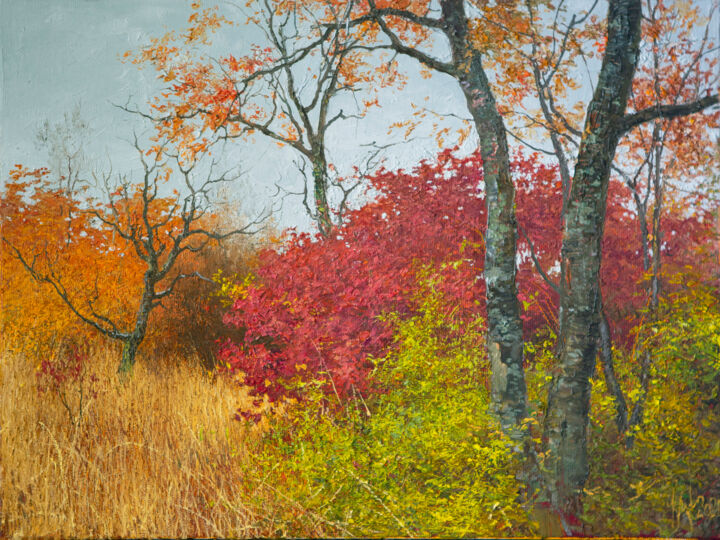 Картина под названием "Осенний багрянец." - Юрий Клапоух, Подлинное произведение искусства, Масло