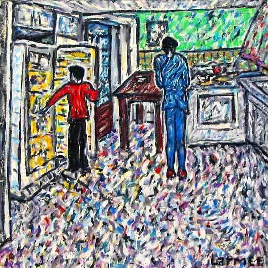 Malerei mit dem Titel "Kitchen" von Kevin Larmee, Original-Kunstwerk