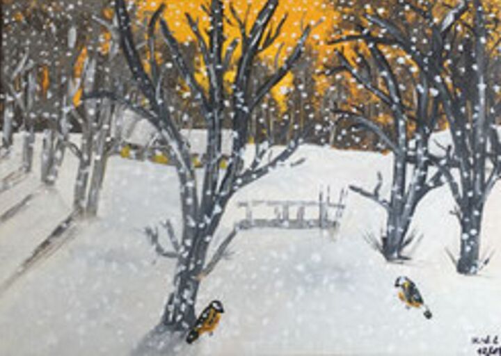 Malerei mit dem Titel "Winterlandschaft 5" von Klaus-Dieter Leonhardt, Original-Kunstwerk, Acryl