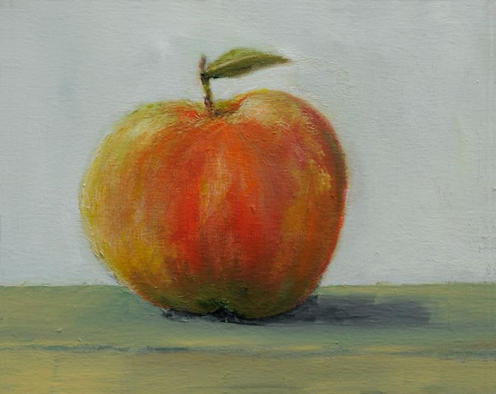 Peinture intitulée "Apple" par Klazien De Vries, Œuvre d'art originale, Huile
