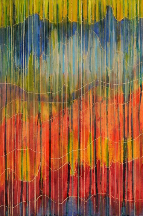 제목이 "Tropical Rain"인 미술작품 Klazien De Vries로, 원작, 기름