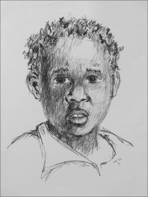 Drawing titled "African Child" by Klazien De Vries, Original Artwork