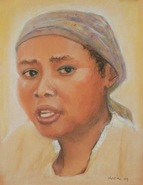Drawing titled "African Woman" by Klazien De Vries, Original Artwork