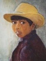 Dessin intitulée "South American Boy" par Klazien De Vries, Œuvre d'art originale