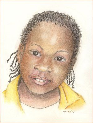Drawing titled "African Girl" by Klazien De Vries, Original Artwork
