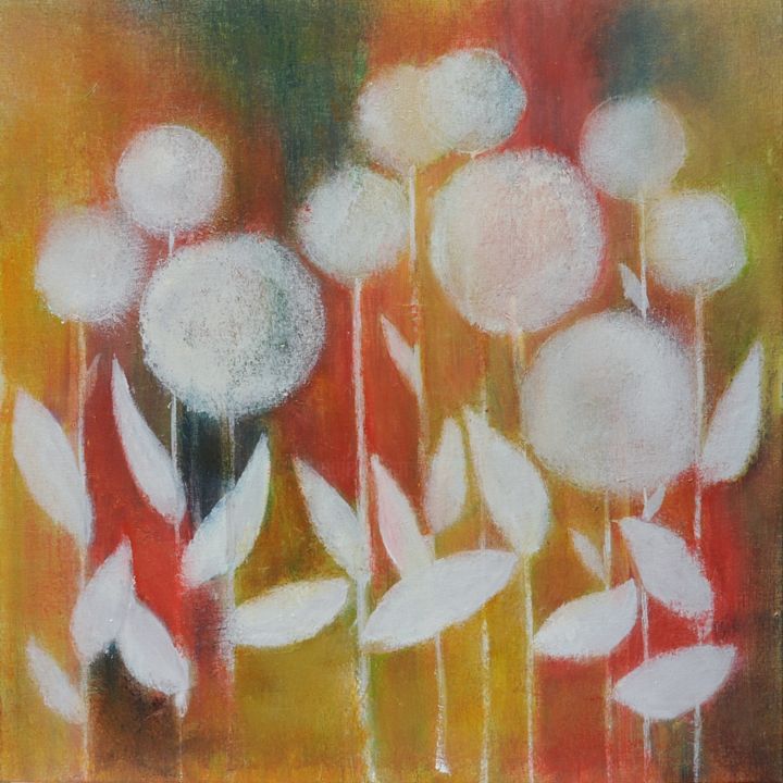 Painting titled "Fantasy Flowers" by Klazien De Vries, Original Artwork