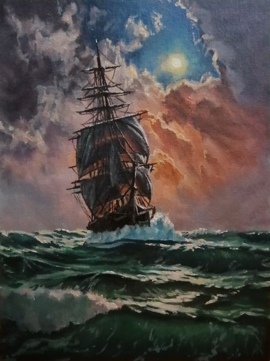 Картина под названием ""В объятиях океана"" - Алексей Коробов, Подлинное произведение искусства, Масло