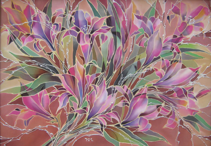 Art textile intitulée "Batik painting " Li…" par Lidia Cravcenco, Œuvre d'art originale, Tissu