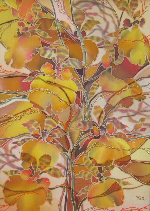 纺织艺术 标题为“Batik painting "Yel…” 由Lidia Cravcenco, 原创艺术品, 布
