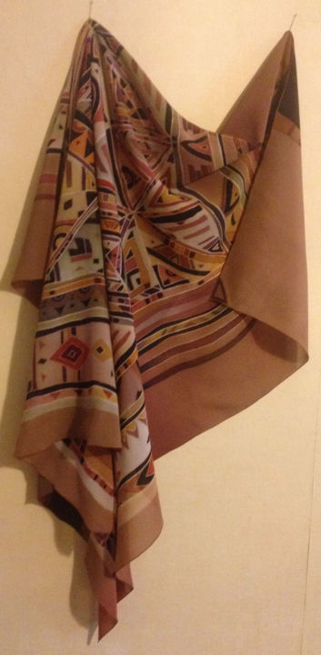 Textilkunst mit dem Titel "Batik scarf "Orname…" von Lidia Cravcenco, Original-Kunstwerk, Stoff