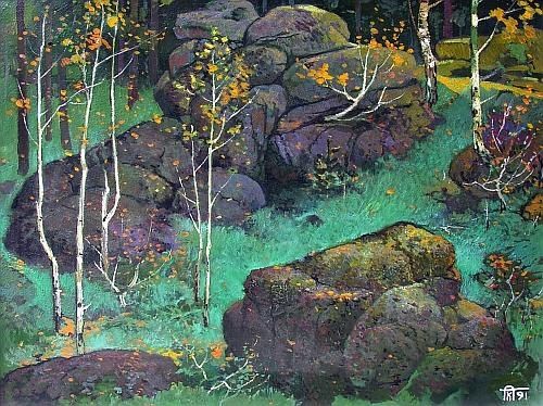Painting titled ""Large Stones"" by Anatoliy Klimenko, Original Artwork