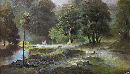 Painting titled ""Romantic Landscape"" by Anatoliy Klimenko, Original Artwork