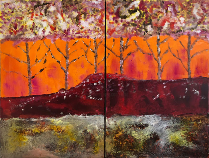 Peinture intitulée "DANS LES BOIS DU LO…" par Pascale Rey-Texier, Œuvre d'art originale, Acrylique Monté sur Châssis