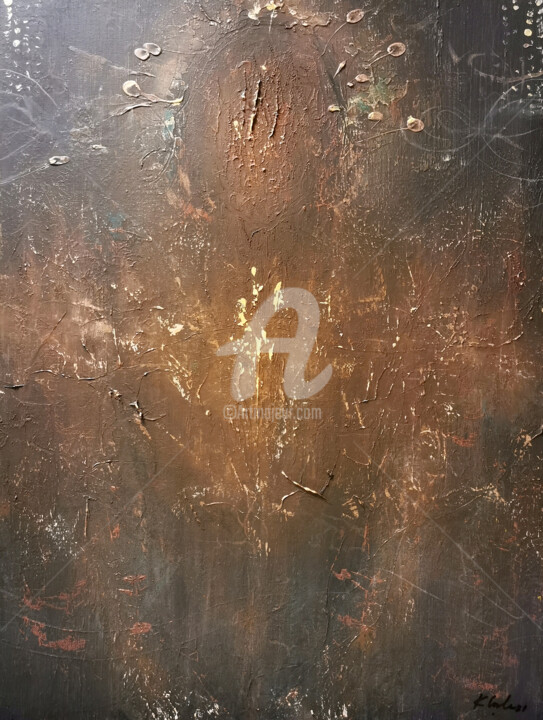 Painting titled "Framed dark rusted…" by Kloska Ovidiu, Original Artwork, Acrylic Mounted on Wood Stretcher frame