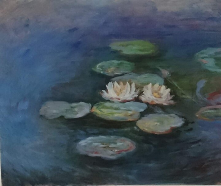 Painting titled "Waterlilies" by Christina Lao, Original Artwork, Oil