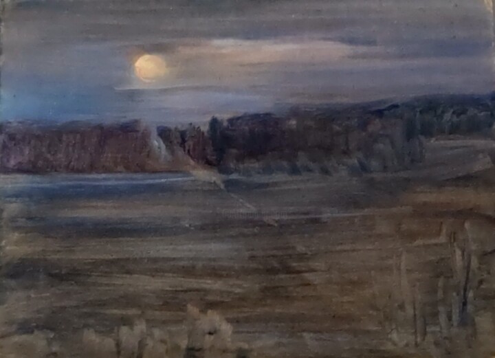 Painting titled "Moon in Pazaislis m…" by Christina Lao, Original Artwork, Oil