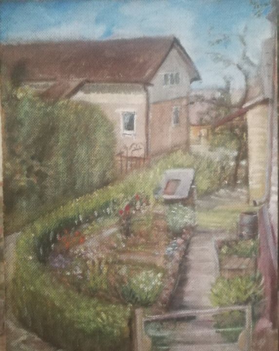 Painting titled "Garden view" by Christina Lao, Original Art, Oil