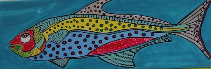 Pintura intitulada "La sardine de Vanne" por Claire Ferrari (klrferr), Obras de arte originais, Acrílico