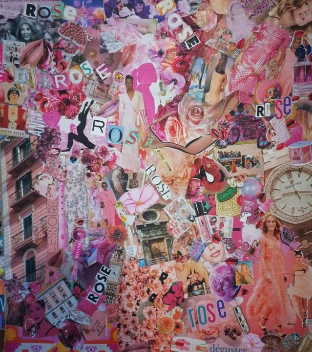 Collages intitulée "ROSE" par Claire Ferrari (klrferr), Œuvre d'art originale, Collages