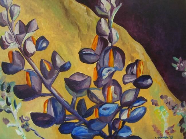 Painting titled "Purple Flowers" by Kristen Ettensohn, Original Artwork