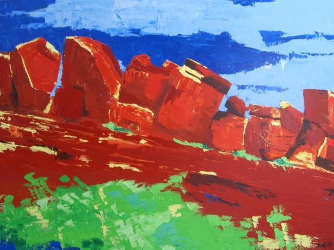 Painting titled "Red Rocks II" by Kristen Ettensohn, Original Artwork